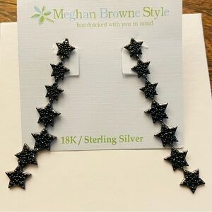 Meghan Browne Style Black Star Earrings/18K/Sterling Silver